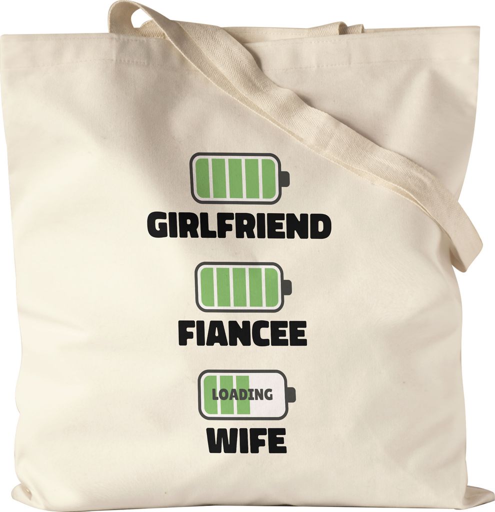 Girlfriend Fiancee Wife Jutebeutel Stoffbeutel Verliebt Verlobt Verheiratet Liebeserklärung Liebesbeweis Couple Pärchen Schatz