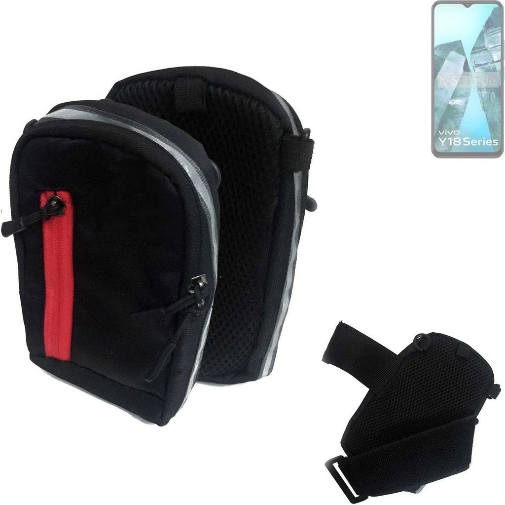 K-S-Trade Outdoor Gürteltasche Holster Umhängetasche kompatibel mit Vivo Y18i schwarz Handy Tasche Case travelbag Schutz Hülle Handy Hülle