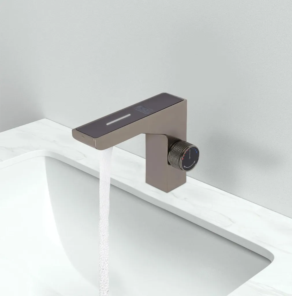 Robinetterie LED de sécurité anti-brûlure en inox pour évier de bain