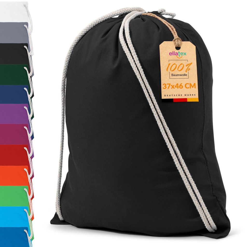 EllaTex Turnbeutel 37x46 cm – Gym Sack aus 100% Baumwolle Produktbild 