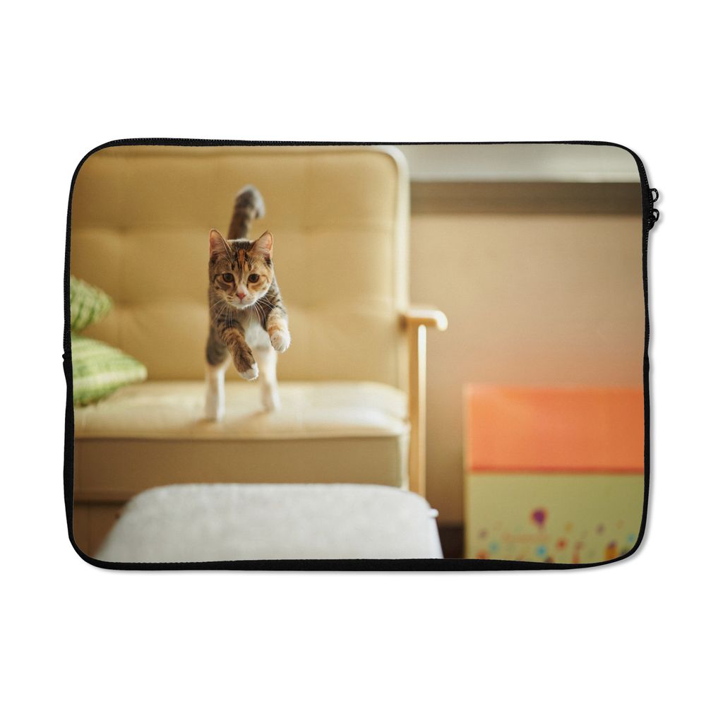MuchoWow Laptop Hülle 13 Zoll Katze - Frühling - Stuhl Laptoptasche - Laptophülle - Sleeve - Rundumschutz
