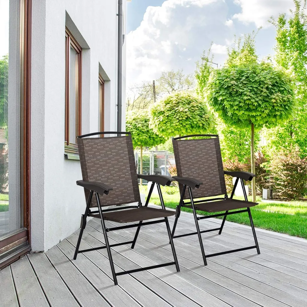 COSYWAY set di 4 sedie pieghevoli con schienale alto, poltrona da giardino pieghevole, sedie da giardino fino a 135 kg, poltrona regolabile in altezza