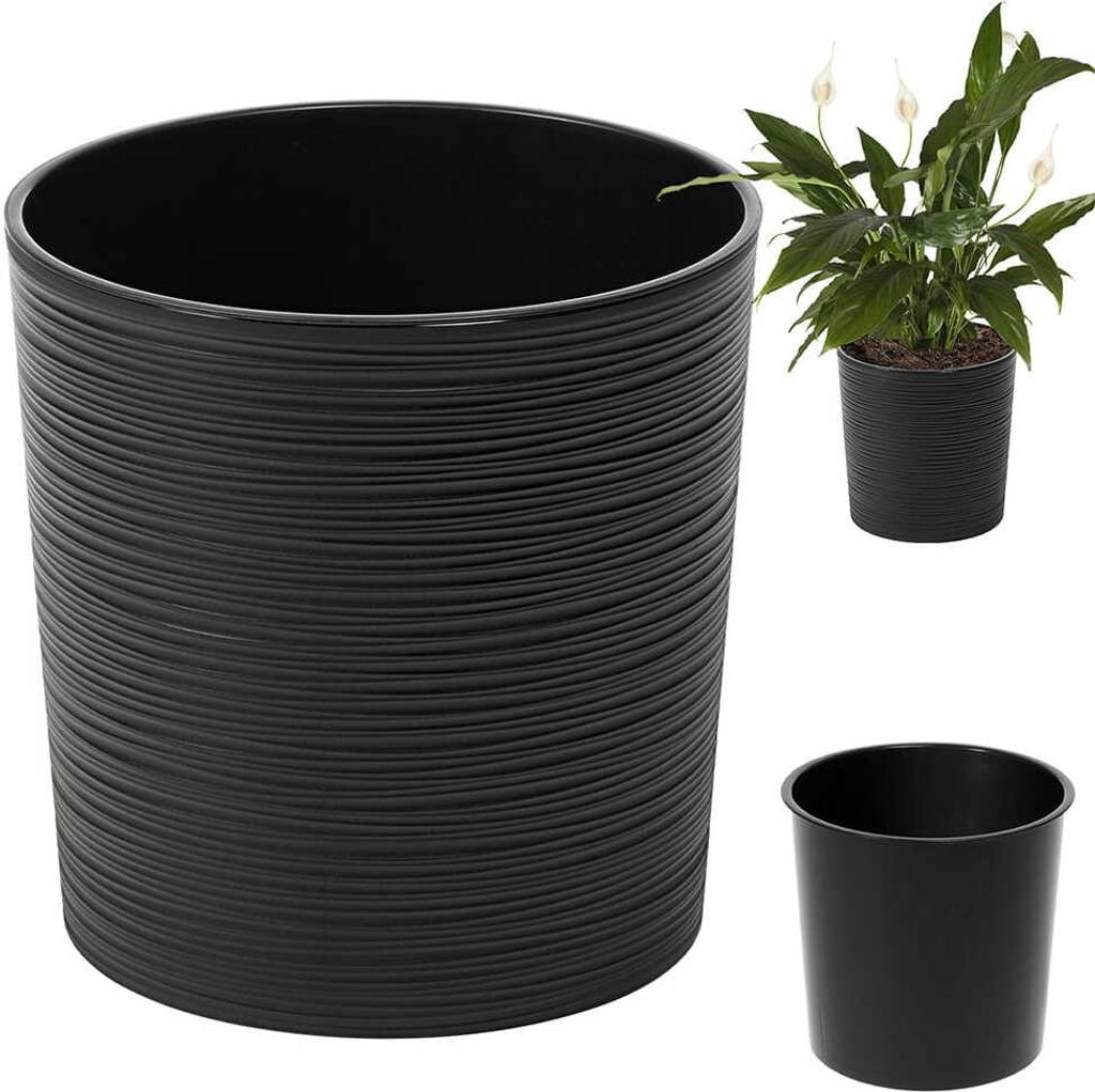 Vaso da fiori Lamela | Malwa | con inserto | nero | 30 cm Immagine del prodotto 