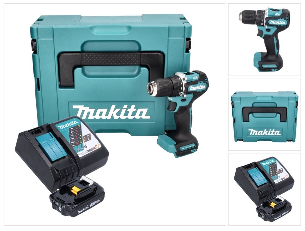 Makita DDF 487 RA1J Akku Bohrschrauber 18 V 40 Nm Brushless + 1x Akku 2,0 Ah + Ladegerät + Makpac
