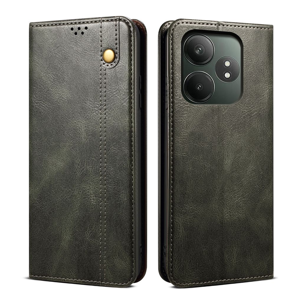 Hülle für Realme GT 6T /Realme GT 6 Leder Brieftasche Schutzhülle mit Standfunktion Grün