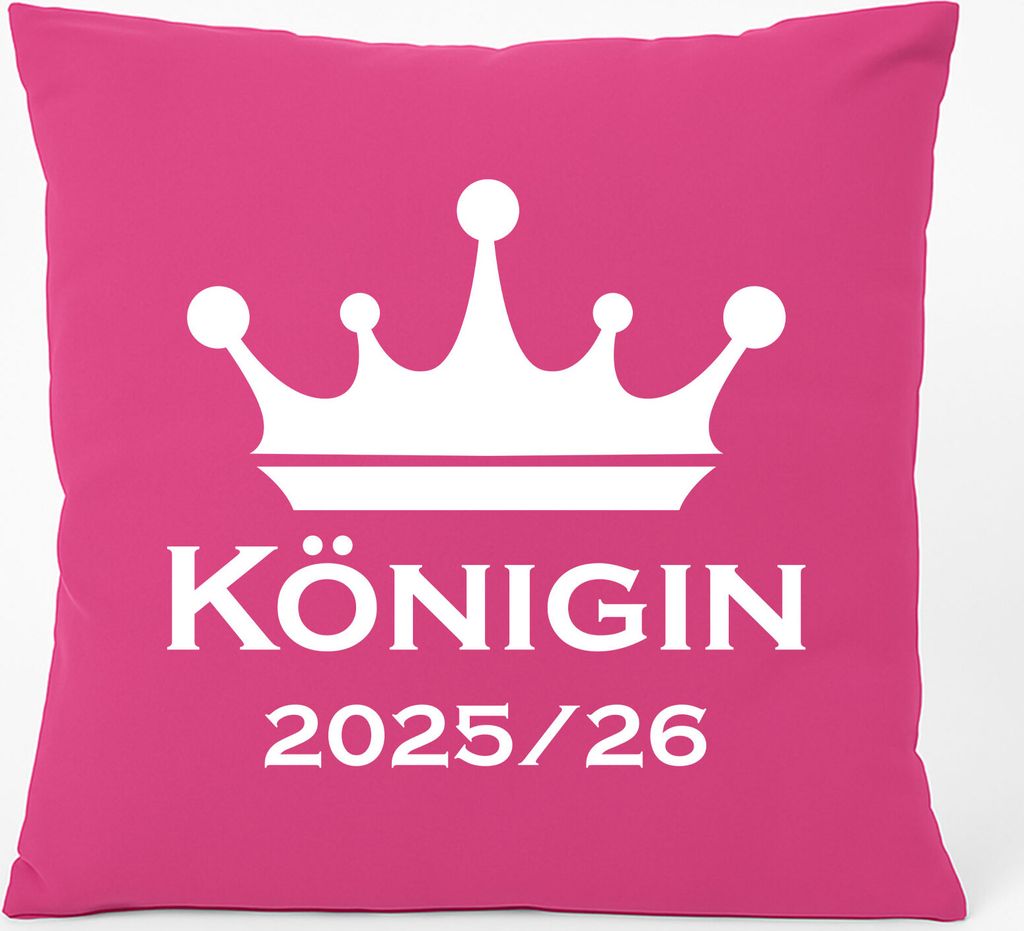 Huuraa Kissen Königin 2025/26 Schützenkönigin 40x40cm mit Füllung Fuchsia Baumwolle Dekokissen Geschenkidee