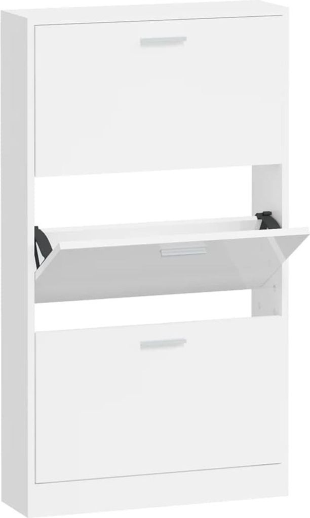 vidaXL Szafka na buty biały wysoki połysk 59x17x108 cm Zdjęcie produktu 