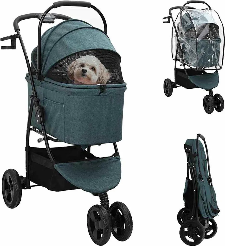 Passeggino Sicuro per Animali Verde 600D | 78x54x101cm Pieghevole