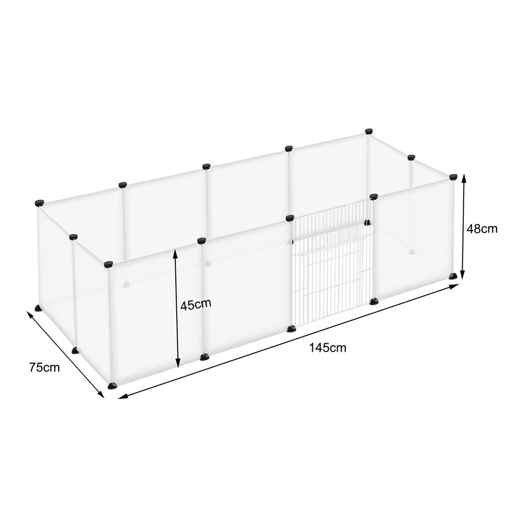 HENGMEI Freigehege 145x75x48cm - Transparenter Auslauf Für Kaninchen & Meerschweinchen | DIY Gittergehege