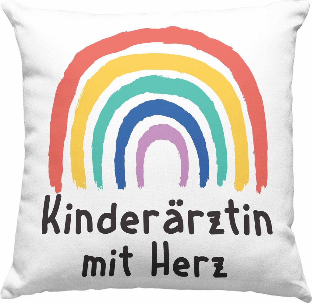 Trendation - Kinderärztin mit Herz Deko-Kissen mit Füllung 40x40 Geschenk Geschenke mit Spruch Deko-Kissen mit Füllung 40x40 Kinderärztin Danke...
