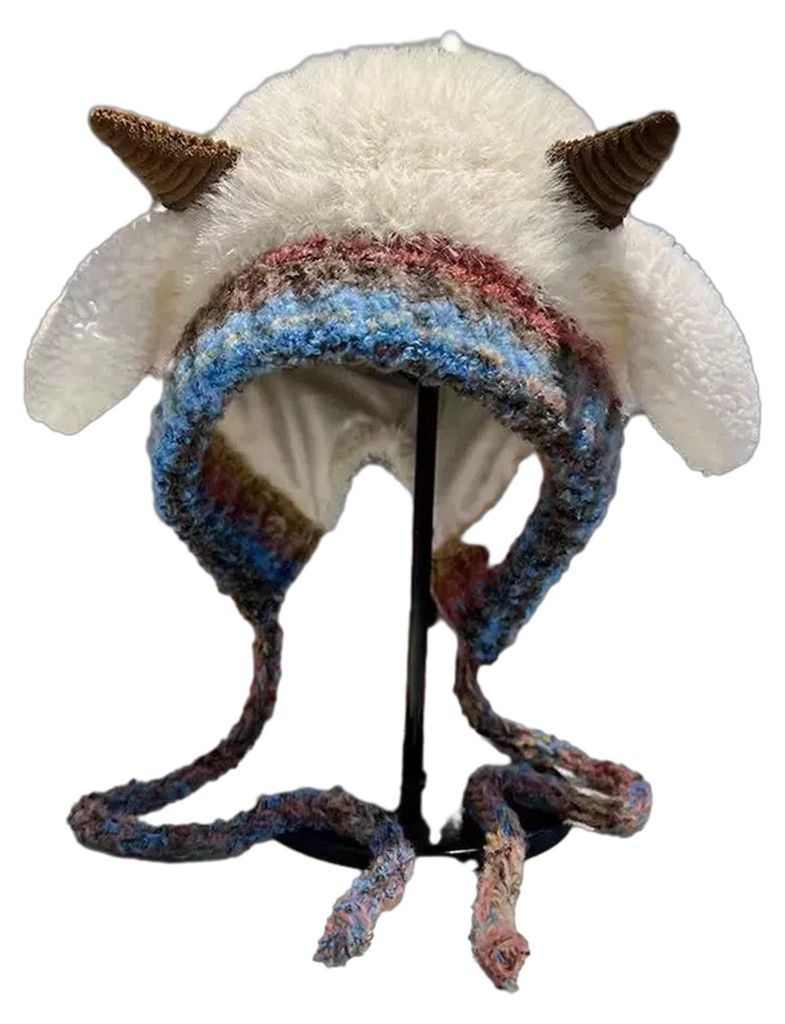 Strickmütze mit Lamen-Design, Universalgröße, weicher Plüsch, winddicht, ideal für Familienfotos, Weihnachtsmütze, 2-in-1-Variante als Weihna...
