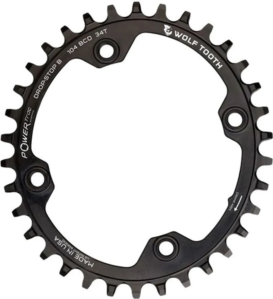 Plateau ovale Wolf Tooth Drop B 104 BCD 34T argent pour VTT de trail