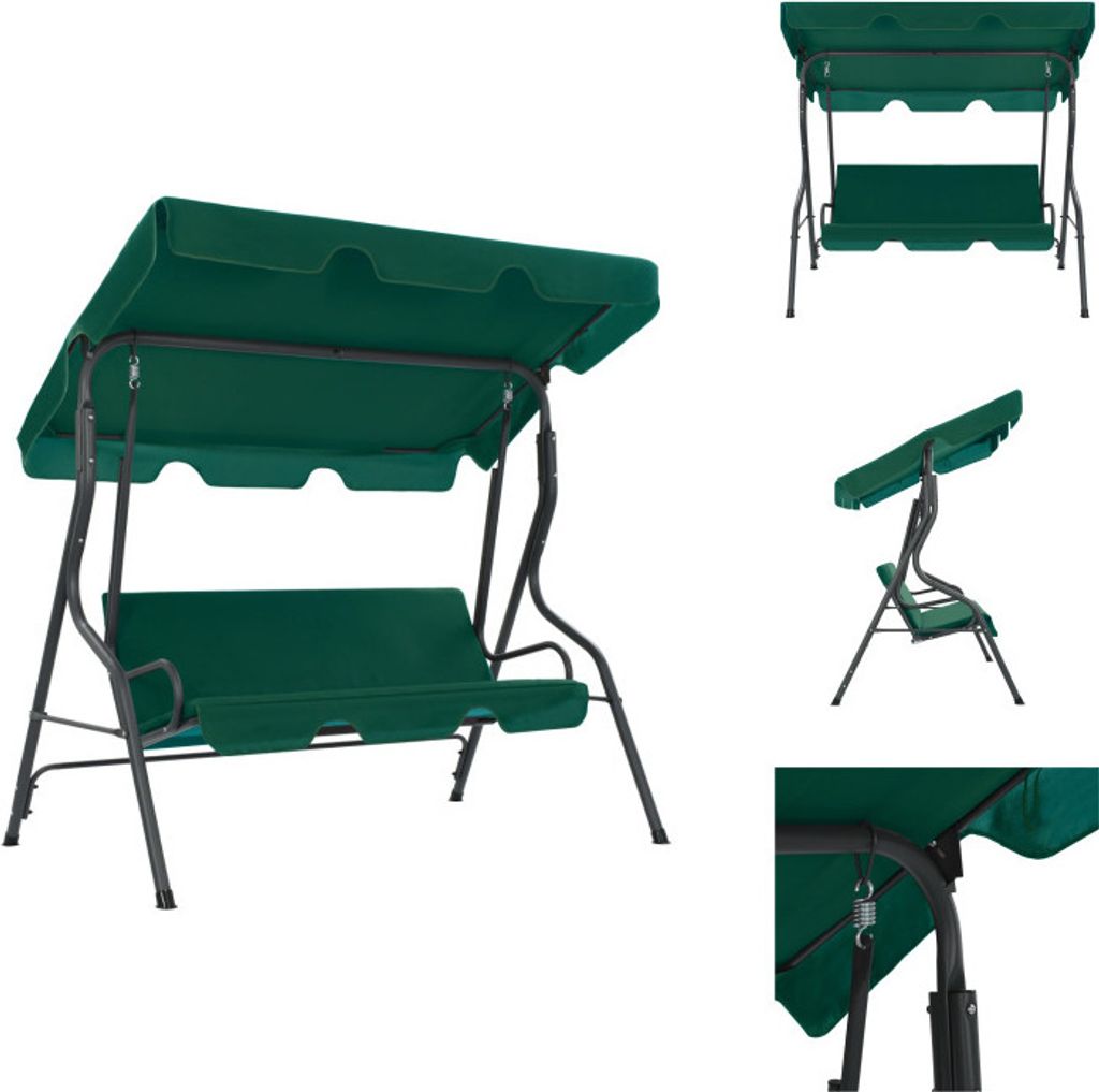 vidaXL Hollywoodschaukel Grün 170×110×153 cm Stoff - Hollywoodschaukeln