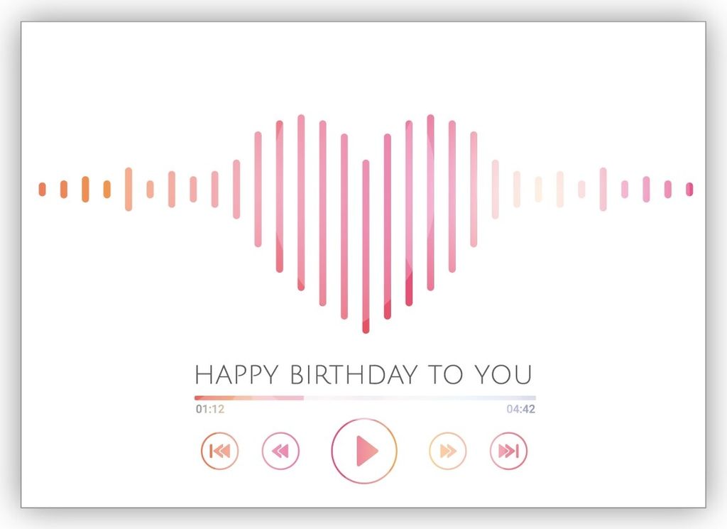 Tolle Geburtstagskarte mit Herz Sound Optik "Happy Birthday" to you