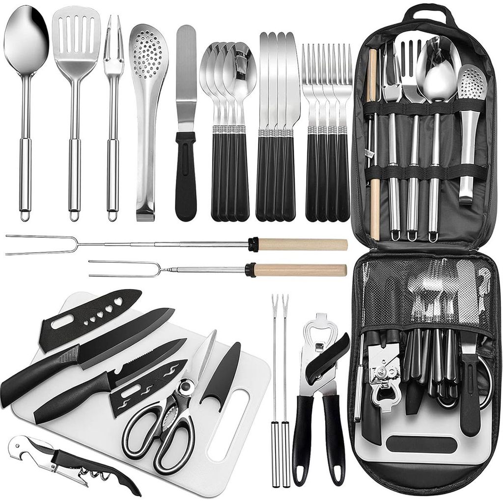 Camping Essentials Zubehör Campingausrüstung Must Haves, Kochutensilien Set Camping KücheBackpacking Supplies Camper Gadgets Reisen Picknick Ges...