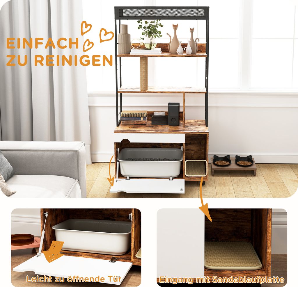 PawHut 2-in-1 Katzenklo Schrank, Katzenklo mit Produktbild 5