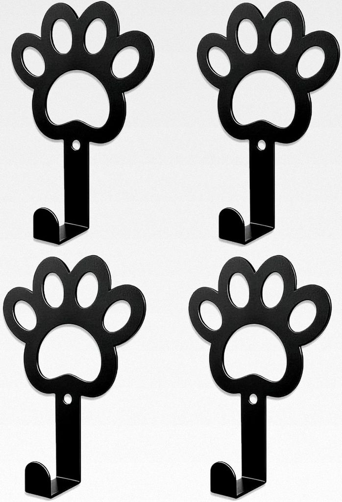 4 Stück Haken in Hundepfotenform, Hundegarderobe Wand, Hunde Pfoten Haken, mit Schrauben, Schlüsselhalter, Haken aus Eisen für Zuhause, für Hun...