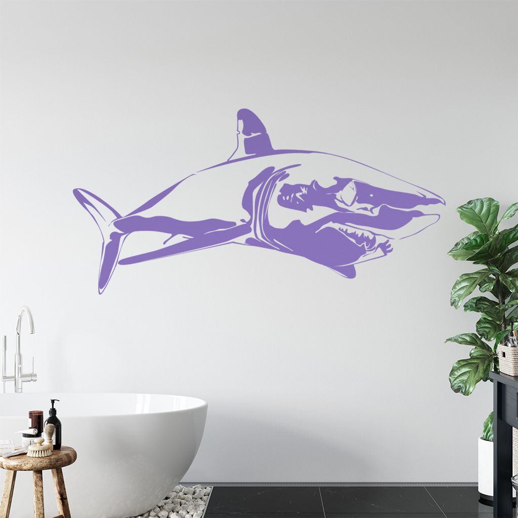 KIWISTAR Haifisch Silhouette Umriss Wandtattoo in 6 Größen - Wandaufkleber Wall Sticker - Dekoration, Küche, Wohnzimmer, Schlafzimmer, Badezimmer