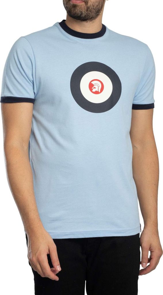 Trojan Target Logo Ringer T-Shirt, Blau 4XL