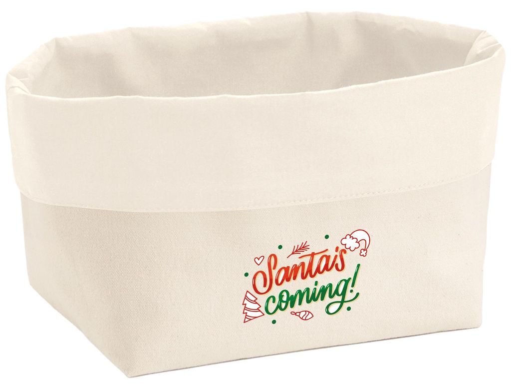 Huuraa Organizer Santa is Coming Schriftzug 3 Liter Medium Canvas Baumwolle Utensilo Geschenkidee