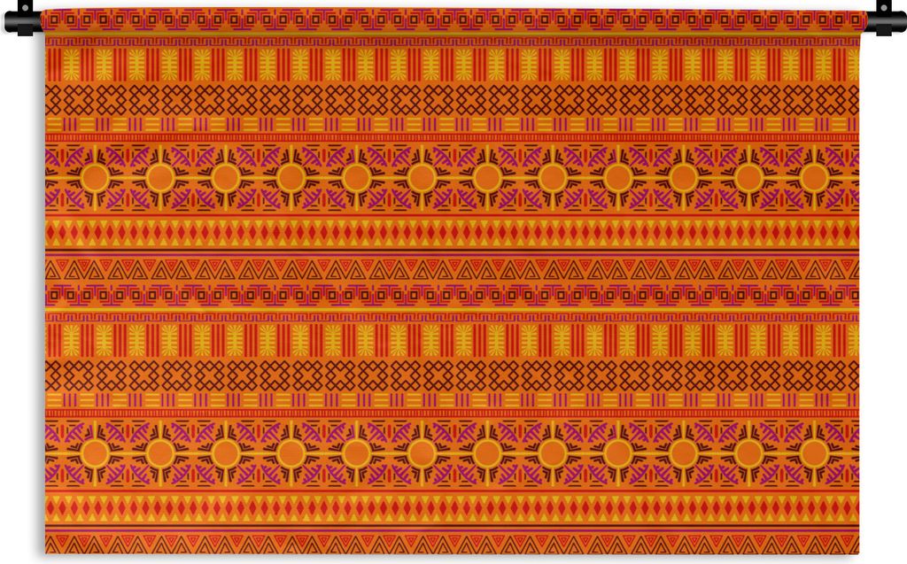 MuchoWow Wandteppich Wandbehang Muster - Orange - Sonne 120x80 cm Tapisserie Dekoration Wandtuch - Wanddekorationen - Wandtücher