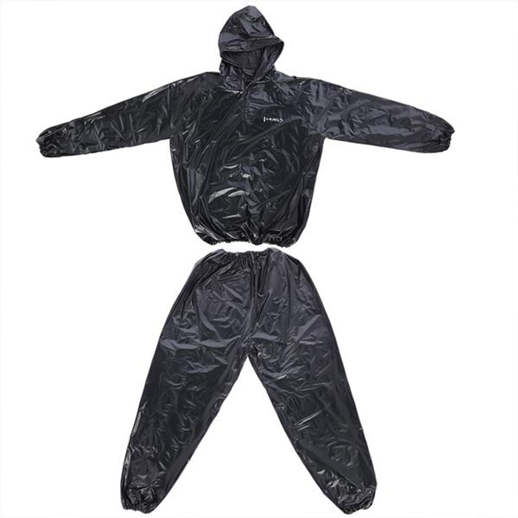 Schwitzanzug mit Kapuze PVC Trainingsanzug-Jacke schwarz