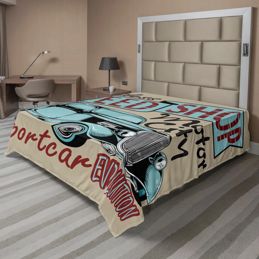 Drap de lit vintage 275x260 pour chambre thématique voiture classique
