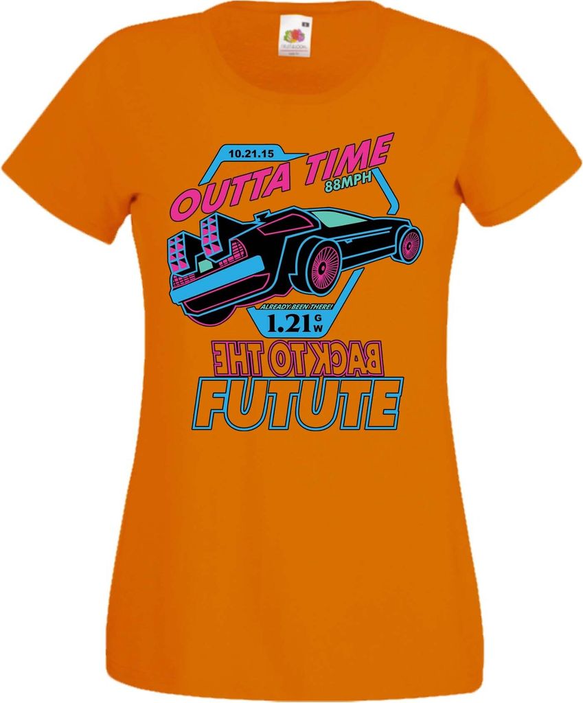 Damen T-Shirt Anime Manga Back To The Future, Lady S / Orange