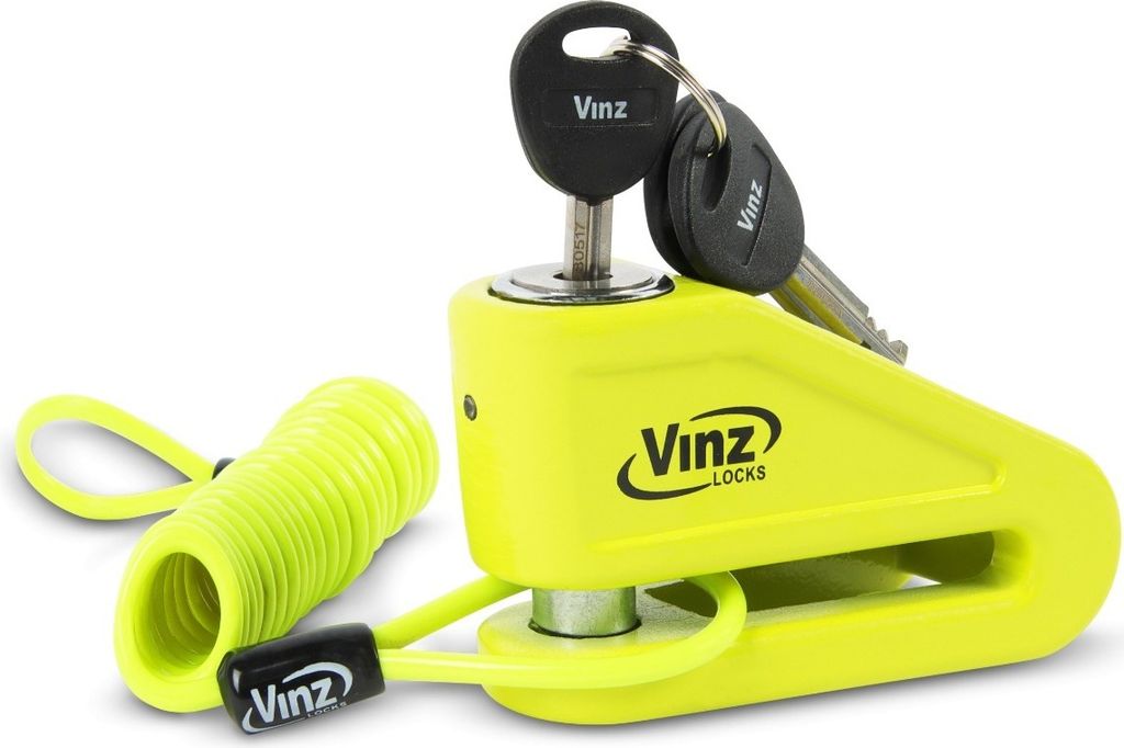 VINZ Baretti Bremsscheibenschloss ART4 | Schloss für Motorrad Roller Moped Scooter für Bremsscheiben mit Errinerungskabel | Scheibenschloss mit 3...