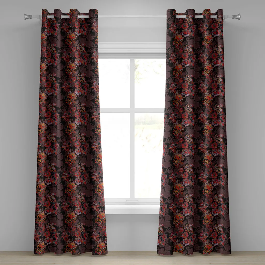 Paire de rideaux occultants décoratifs motif japonais 280 x 175 cm