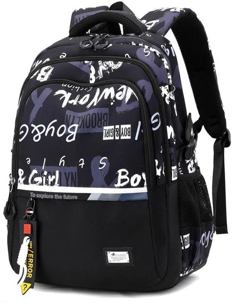 Sac à dos noir pour le lycée et l'université, spacieux et robuste