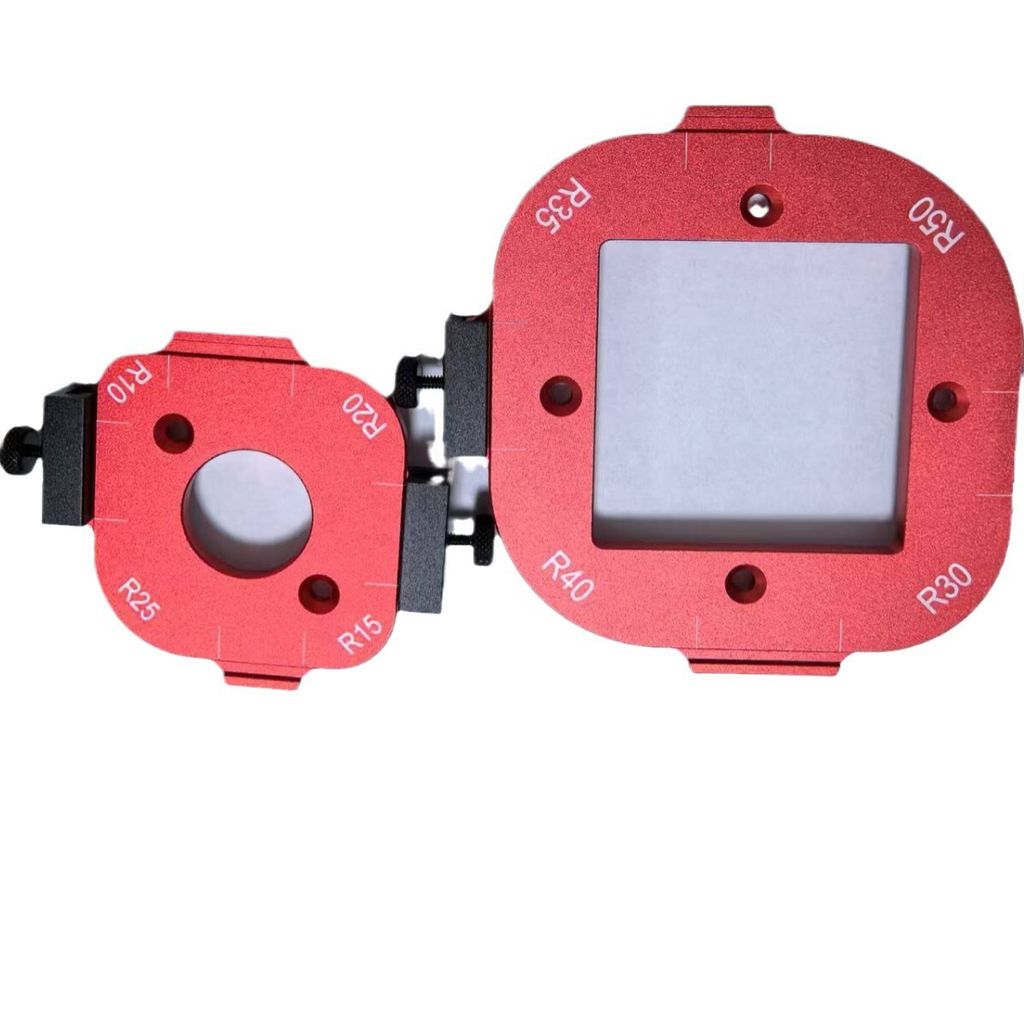 2× Radius-Frässchablone aus Aluminium, 8 Radiusgrößen (R10–R50), für Oberfräse, DIY-Holzbearbeitung, rot