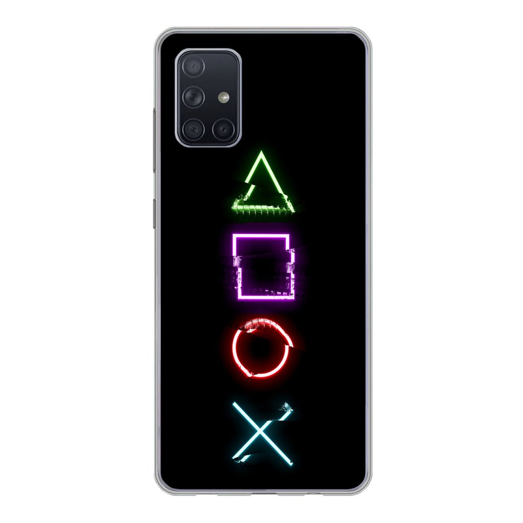 MuchoWow Handyhülle Schutzhülle Hülle für Samsung Galaxy A51 5G Spiele - Controller - Neon Silikon Softcase Handy Hülle - Abbildung