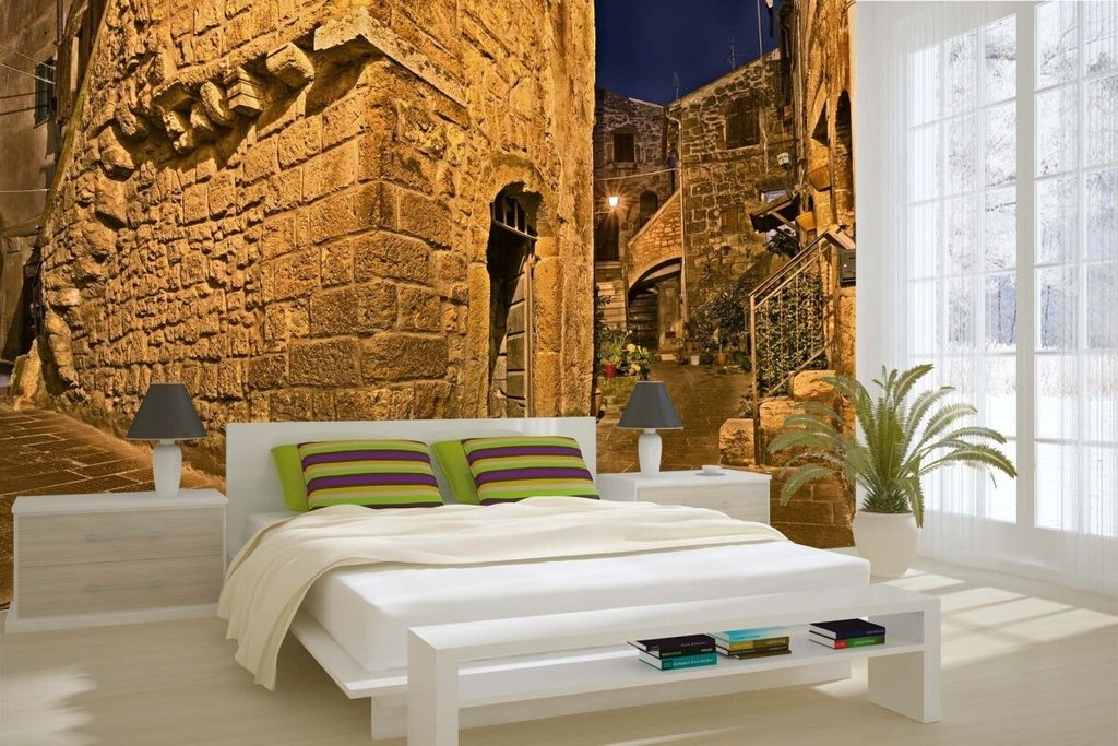 Vlies Fototapete MITTELALTERLICHE STADT 375 x 250 cm (inkl. Kleister) - Vlies Tapete, Wandtapete, Wandbilder - Tapete für Wohnzimmer Schlafzimmer,...