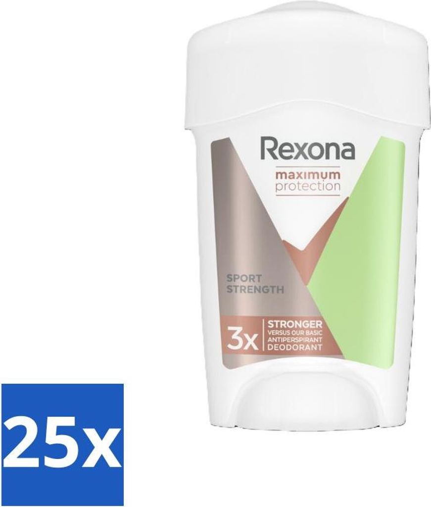 Rexona Women - Deodorant Creme Stick - Maximaler Schutz Sport Strength - Extra Stark - 45 ml - Vorteilspack - 25 Stücke