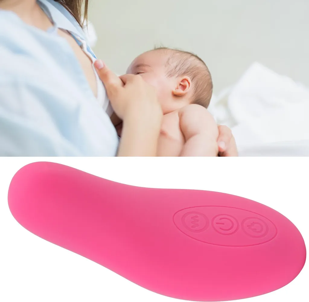 Massaggiatore per l'allattamento per donne, riscaldamento, vibrazione, seno per l'allattamento, dotti ostruiti, mastite, rosa rossa