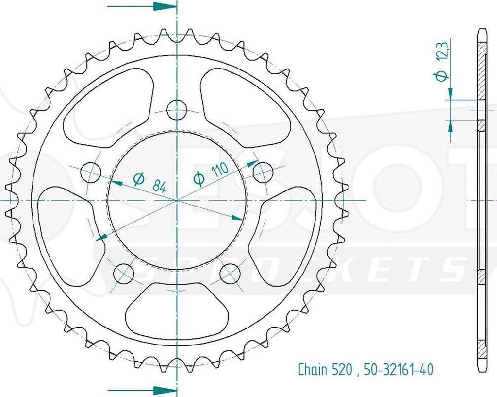 Esjot Kettenrad 520 41z Stahl schwarz