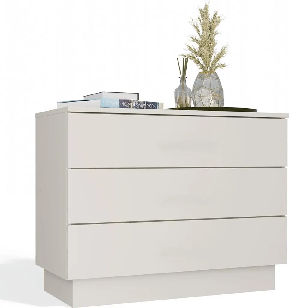 Petit buffet AMBER 3S à 3 tiroirs beige cachemire de qualité