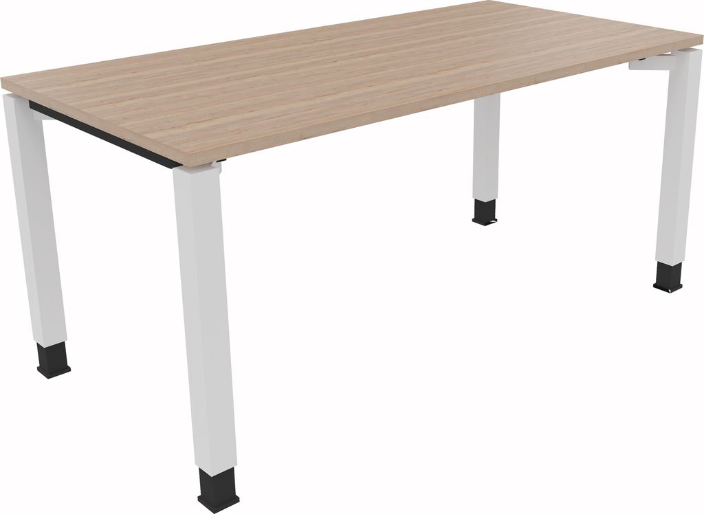 Schreibtisch Vierfuß Quadratrohr B1600xT800xH680-820 ws/Eiche Nat