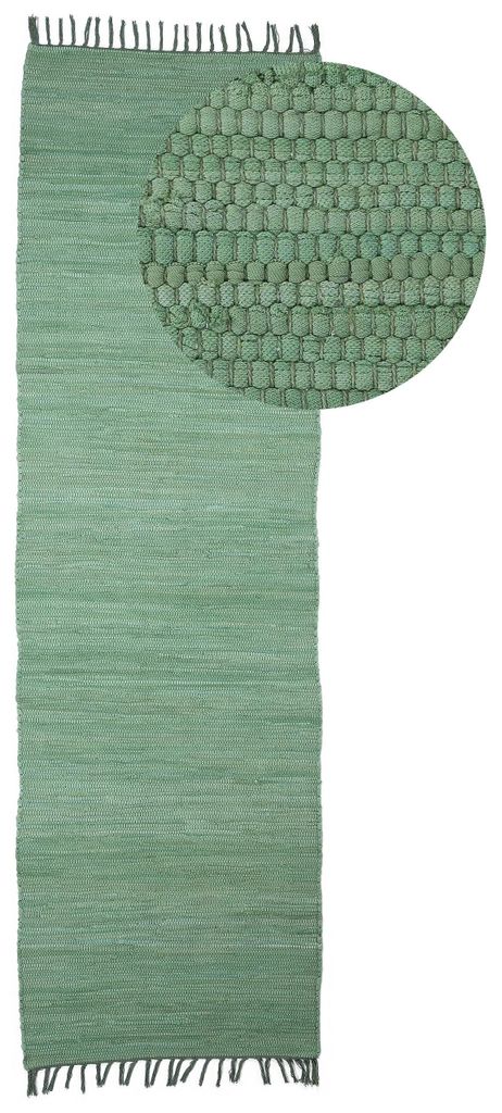 Flickenteppich Läufer Chindi Uni waschbar 60x180 cm Grün Produktbild 