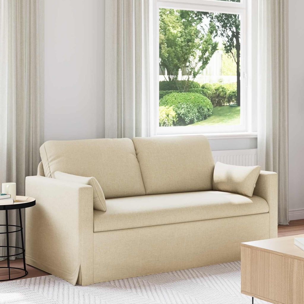 "WINTER SALE"2-Sitzer Sofa Couch 140cm - elegantes Design - Doppelsofa - Lounge Sofa - Creme Metall DE965981 - Klassische Sofas