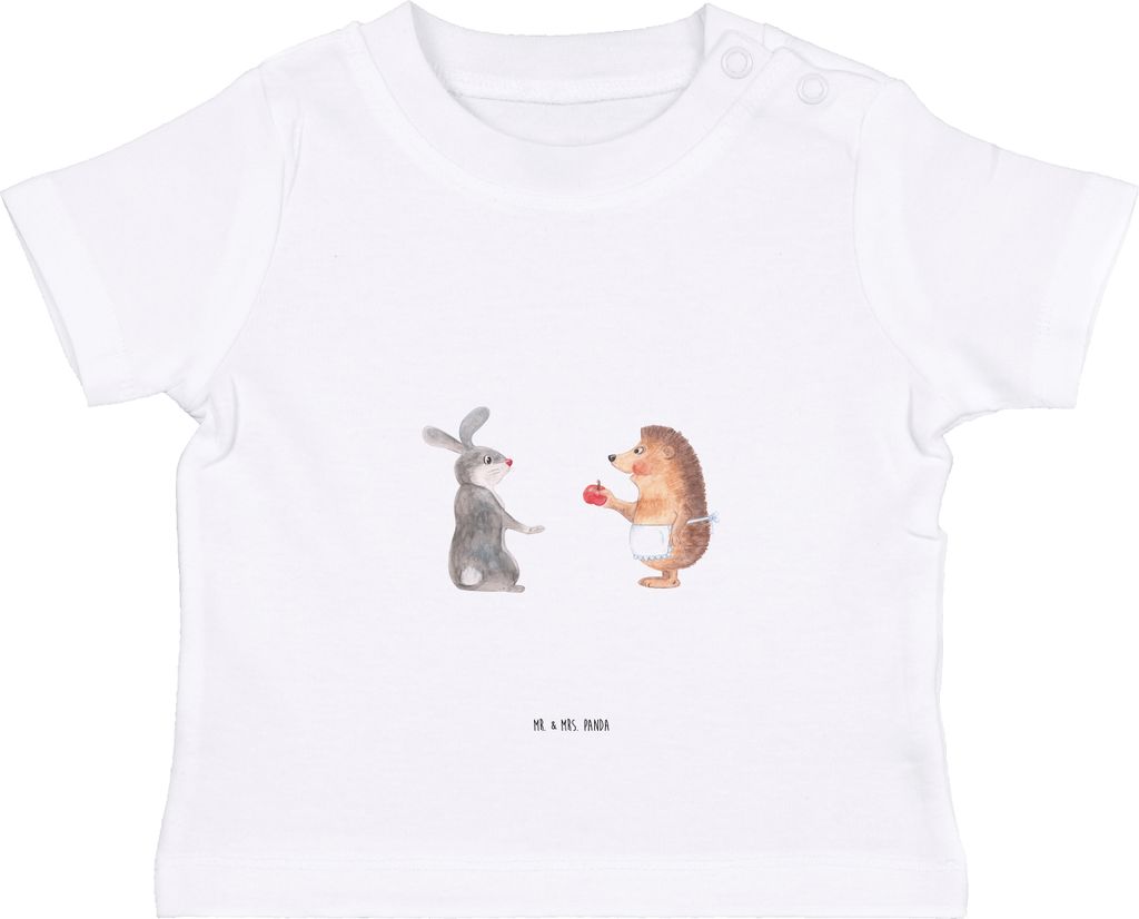 Mr. & Mrs. Panda T-Shirt Hase Igel 6. - 12. Monat - Weiß - Geschenk, Babyshirt, Baby Shirt, Trennungsschmerz, Trösten, Lustige Sprüche, Organic,...