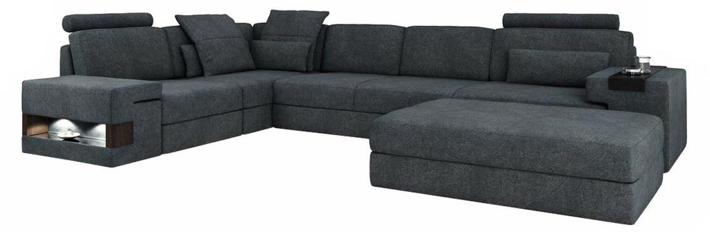 Design Sofa Couch Ecke mit Hocker Polstermöbel Wohnzimmer L-Form Modern Luxus