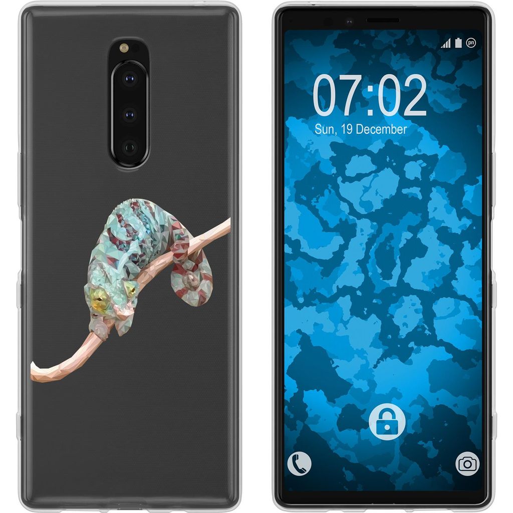 PhoneNatic Case kompatibel mit Sony Xperia 1 Silikon-Hülle Vektor Tiere Camelion M7