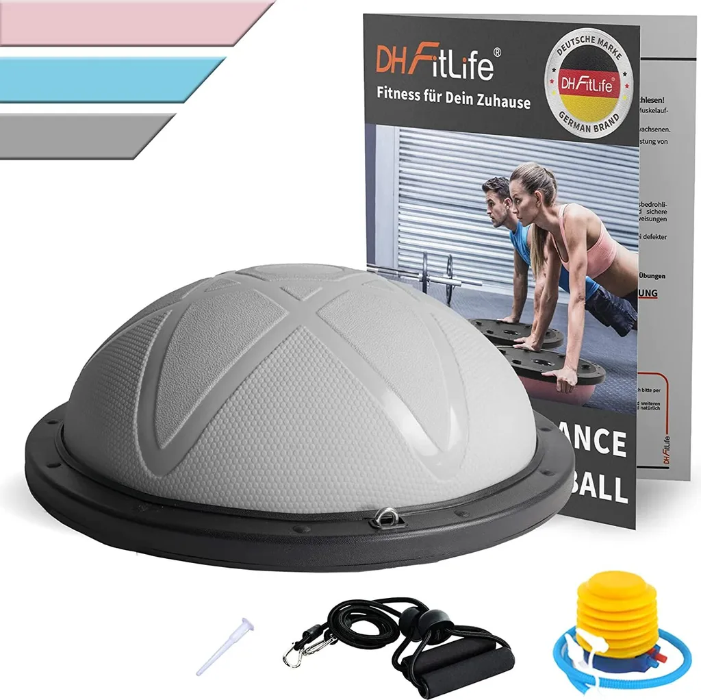 Demi-ballon de gym anti-glisse pour renforcer dos et abdos 60x22cm