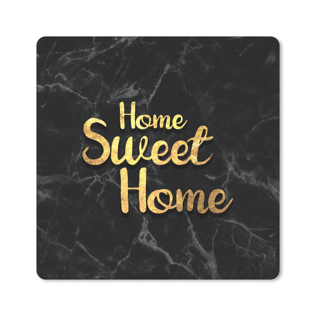 MuchoWow Mauspad Mousepad Zitate - Zuhause - Gold - Marmor 30x30 cm - Mousepads - Maus Mat - Pad - Mausunterlage - Gaming