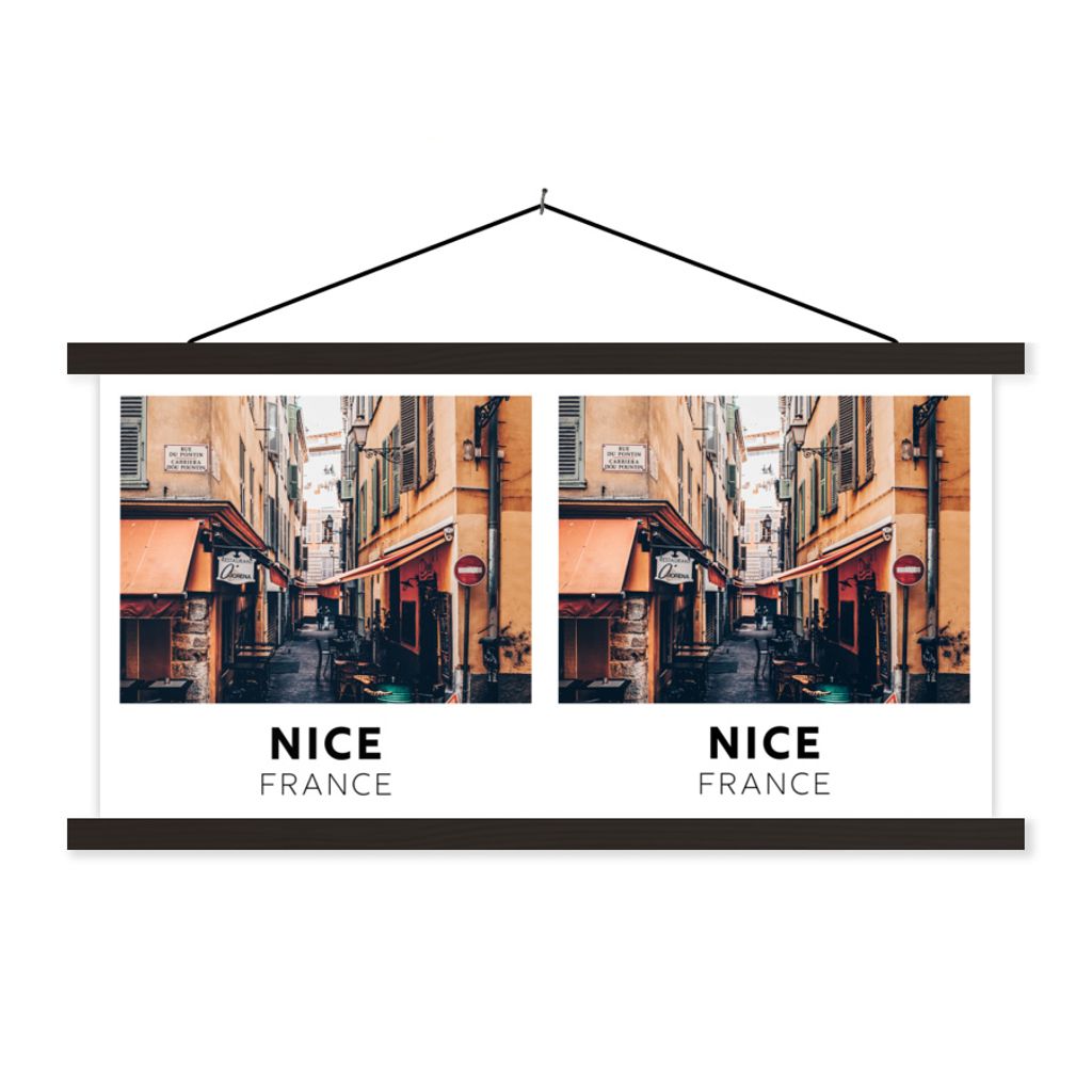 MuchoWow Textilposter Frankreich - Nizza - Geschäft - Straße 120x60 cm mit schwarzem Rahmen - Dekoration Schlafzimmer