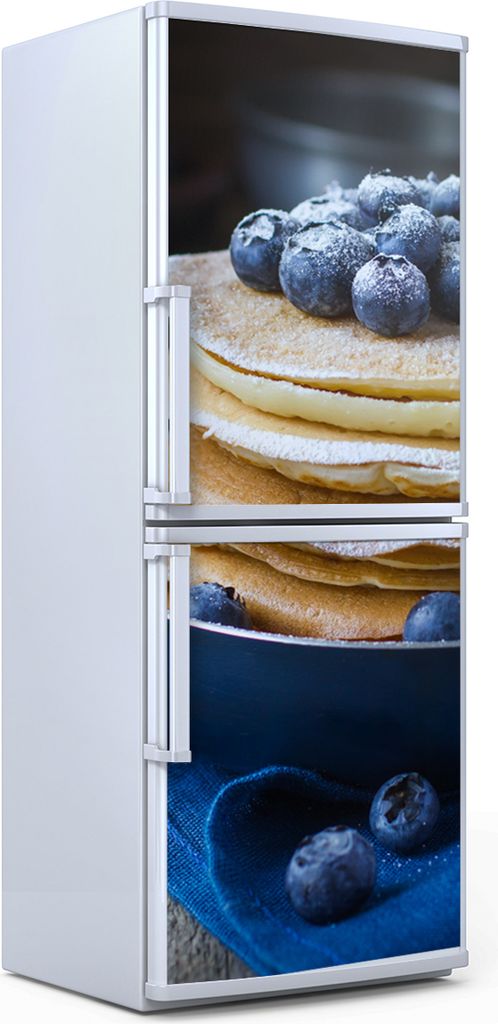 Kühlschrankdekoration 60x180 cm Aufkleber auf dem Kühlschrank - Pfannkuchen mit Heidelbeere