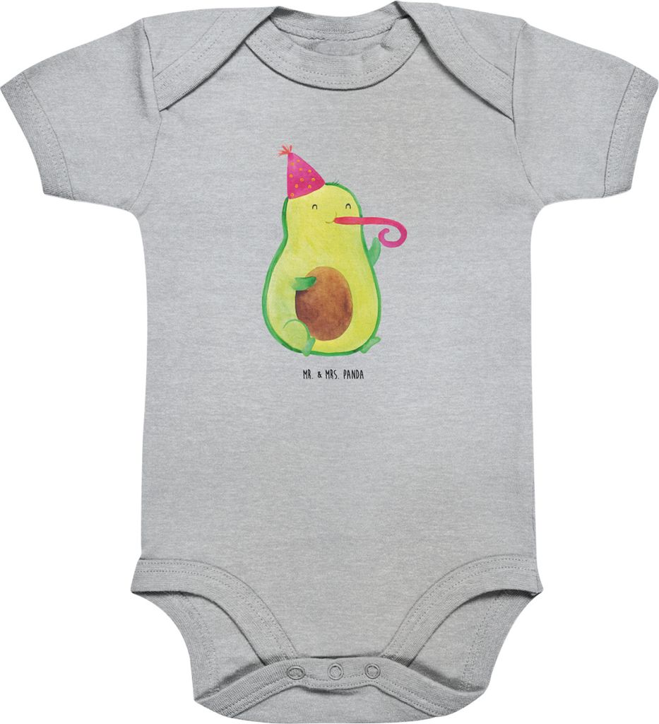 Mr. & Mrs. Panda babykleidung body Avocado Feier 3. - 6. Monat - Heather Grey - Geschenk, Strampler Baby, Geburtstag, Kurzarmbody, Babystrampler, G...