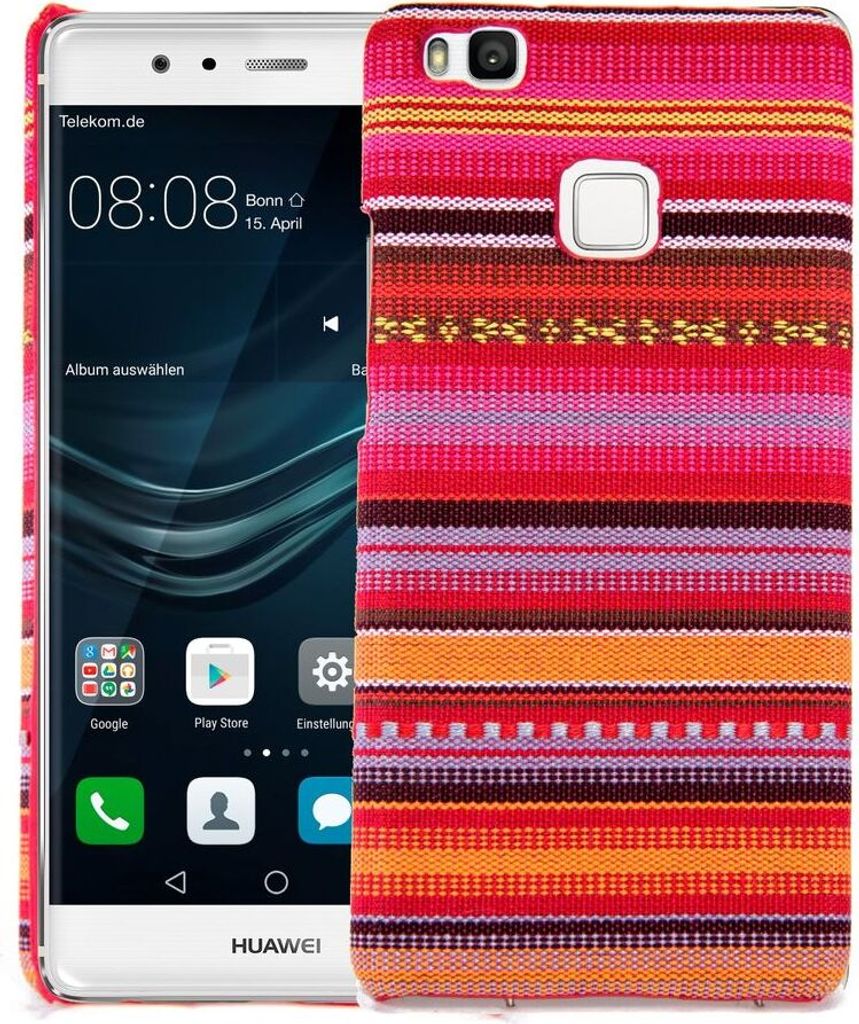 Handyhülle aus Stoff-Case für Huawei P9 Lite Cover Etuis Bumper Schale Bunt